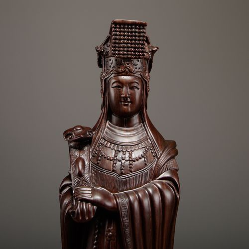 妈祖檀木雕刻神像摆件天上圣母娘娘佛堂寺庙木雕