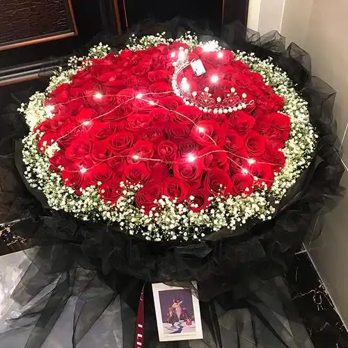 99朵红玫瑰花束女友北京上海杭州广州深圳生日鲜花速递(同城)