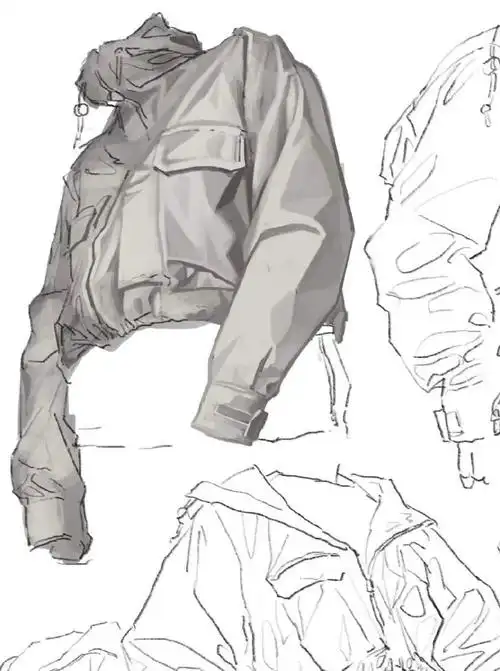 衣服褶皱 by 画师 加々#绘画参考##褶皱
