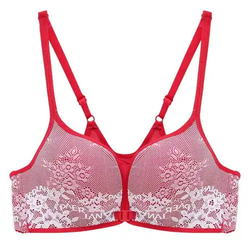 前排扣蕾丝内衣女聚拢小胸前记扣性感胸罩前面扣奶罩上托前扣文胸