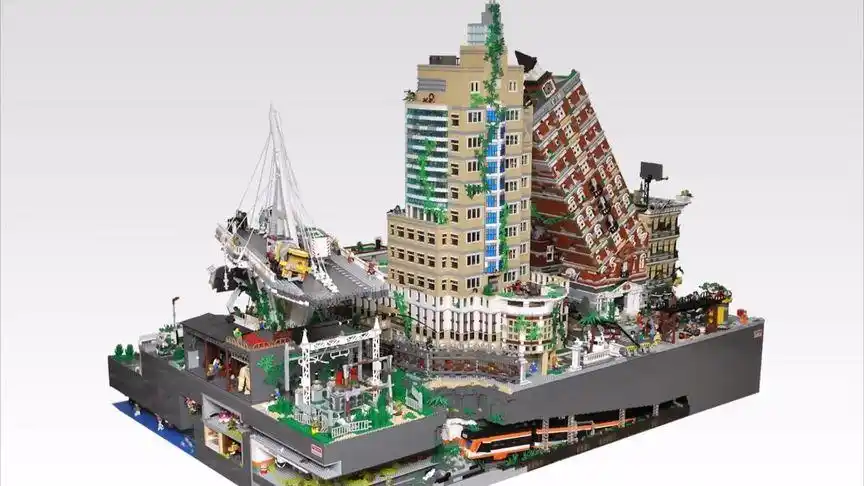 用乐高moc神还原大地震后的都市场景!细节到位,还原度100%!