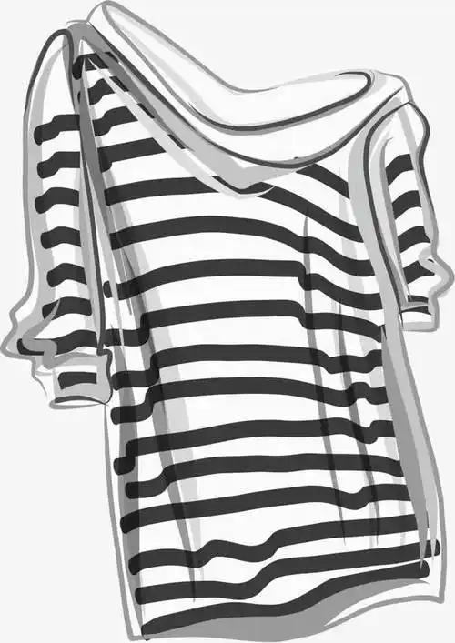 矢量手绘条纹短袖免抠素材免费下载_觅元素51yuansu.com