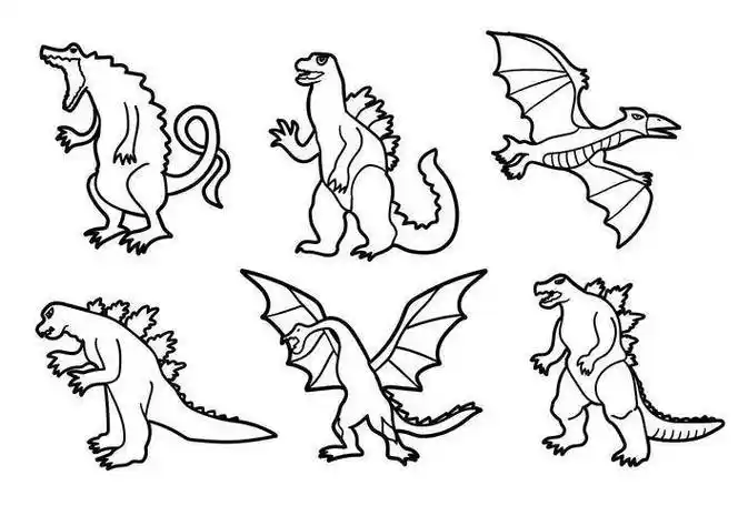 哥斯拉简笔画 哥斯拉简笔画图片大全 - 水彩迷