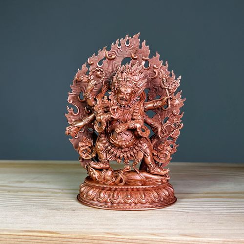 紫铜六臂玛哈嘎拉佛像摆件红铜像藏传尼泊尔供奉工艺品大黑天财神