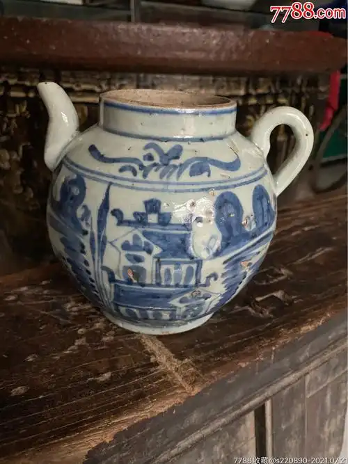 德化窑明代茶壶-青花瓷-7788古币收藏