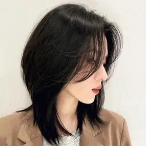 假发女短发日系中分狼尾鲻鱼头圆脸锁骨发减龄波波头自然全头套式