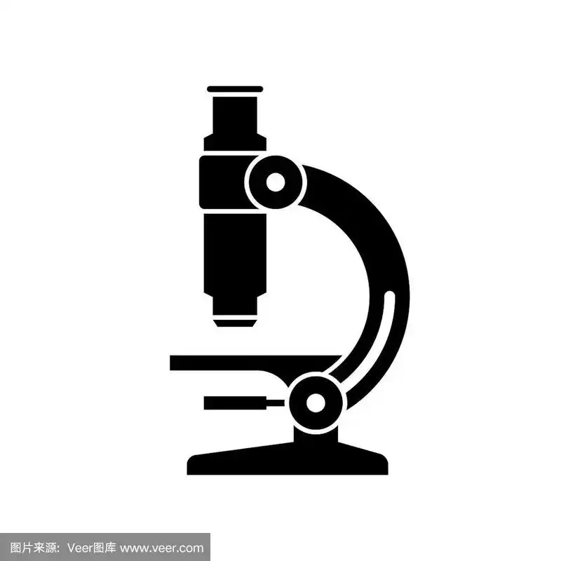 显微镜图标.黑色,极简图标孤立在白色背景.