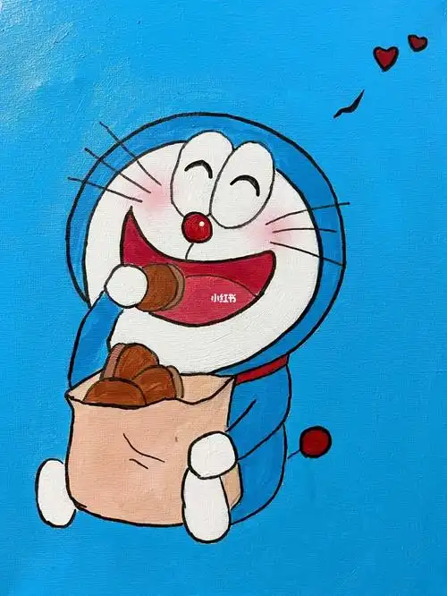 哆啦a梦丙烯画