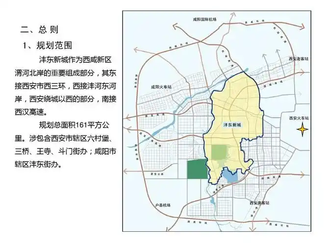 二,总 则 1,规划范围 沣东新城作为西咸新区 渭河北岸的重要组成部分