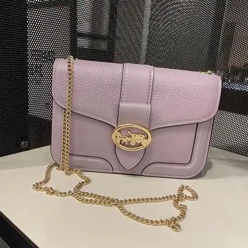 coach蔻驰georgie经典马车标翻盖链条斜跨包