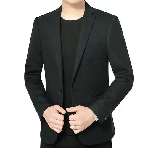 梵克公牛男装新款中年男西服外套男式商务休闲西服西装领外套黑色