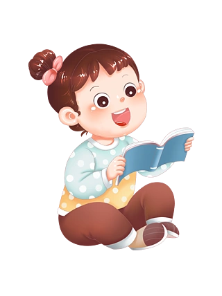 可爱儿童阅读书籍卡通人物小学生读书学习