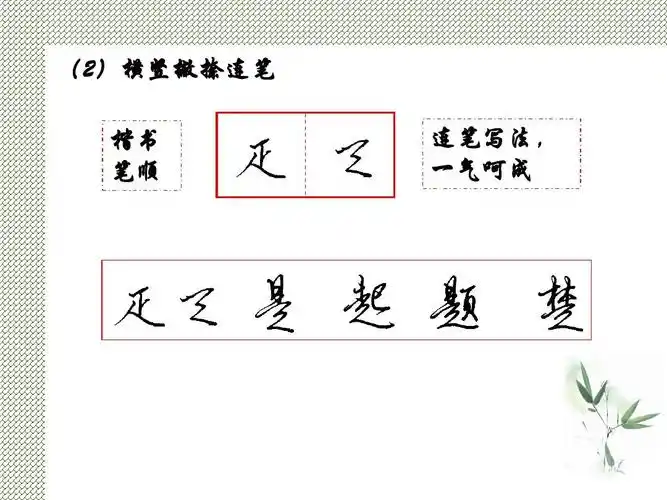 (2)横竖撇捺连笔 楷书 笔顺 连笔写法, 一气呵成