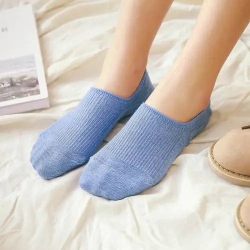 船袜_喵兔纯色基础款时尚潮流全棉女士短袜竖条暗纹理日系女款船袜子