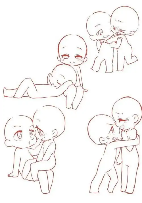 v漫计划#一组q版人物互动参考素材