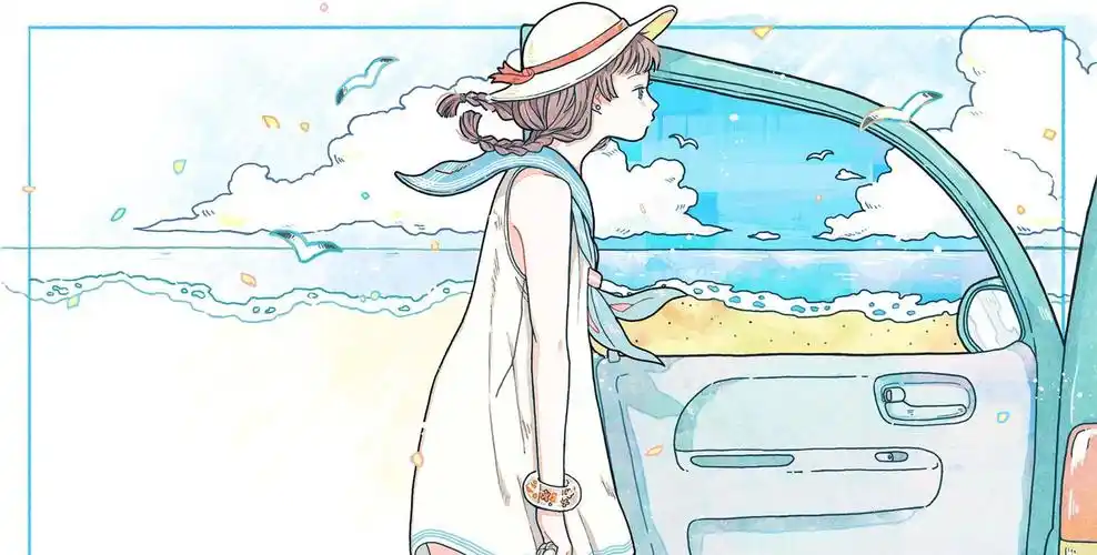 清新唯美的日系插画,典型的浪漫,梦幻少女风格