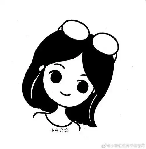 一组萌萌哒的手绘小女孩黑白简笔画笑起来感觉萌化了简笔画教程艺术