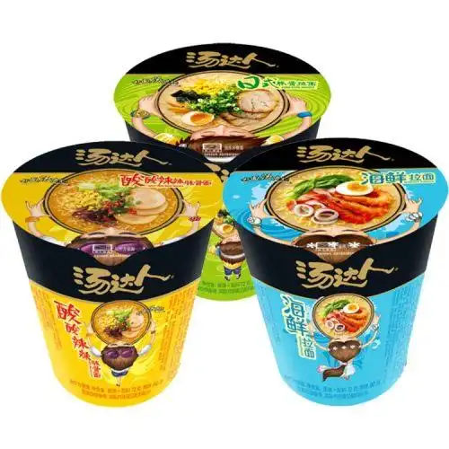 统一汤达人豚骨面6杯桶装日式豚骨拉面酸辣豚骨面海鲜拉面方便面