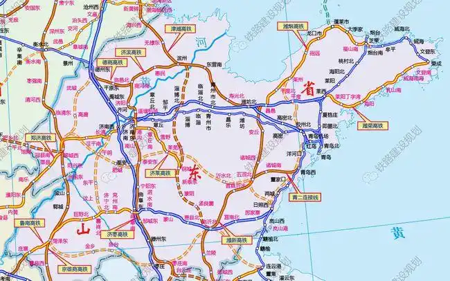 山东2021年重点铁路建设项目示意图 ▼
