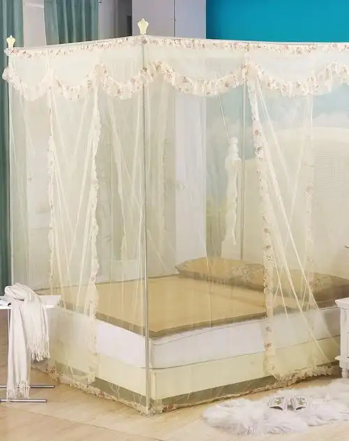 豪华宫廷不锈钢三开门蚊帐(1.5米床用)—艺术的韵味(黄)