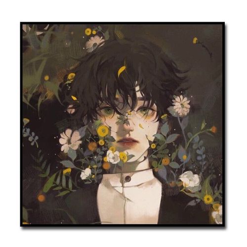 复古男生头像美男子diy数字油画动漫手绘填色油彩画减压装饰挂画