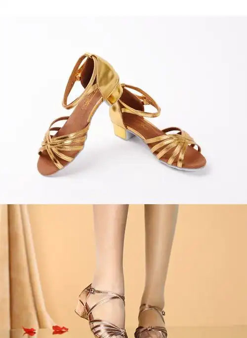 女童拉丁舞鞋软底儿童女孩凉鞋舞蹈鞋少儿恰恰高跟初学者j4