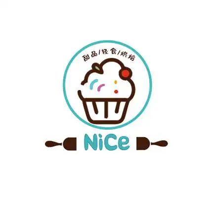 简洁手绘甜品logo矢量图轻食烘焙logo标识