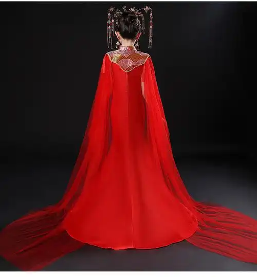 予瑾儿童女古装拖地裙儿童礼服公主裙女童中国风唐装高端国潮走秀旗袍