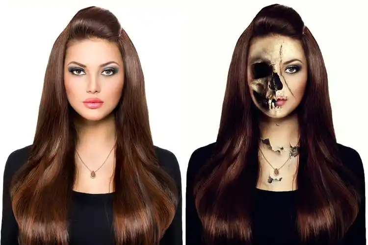 恐怖的骷髅脸ps动作skullfacepsaction