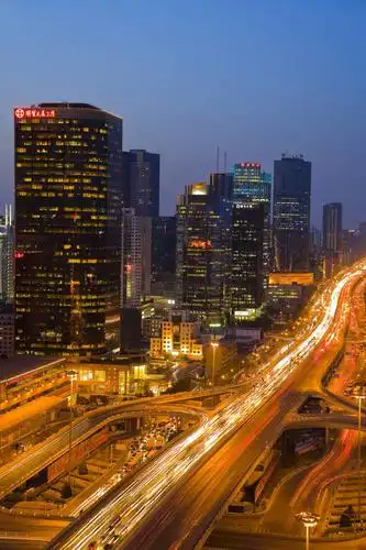 地标,建筑,街道,立交桥,摩天大楼,夜景,汽车,北京,中国,亚洲,繁华
