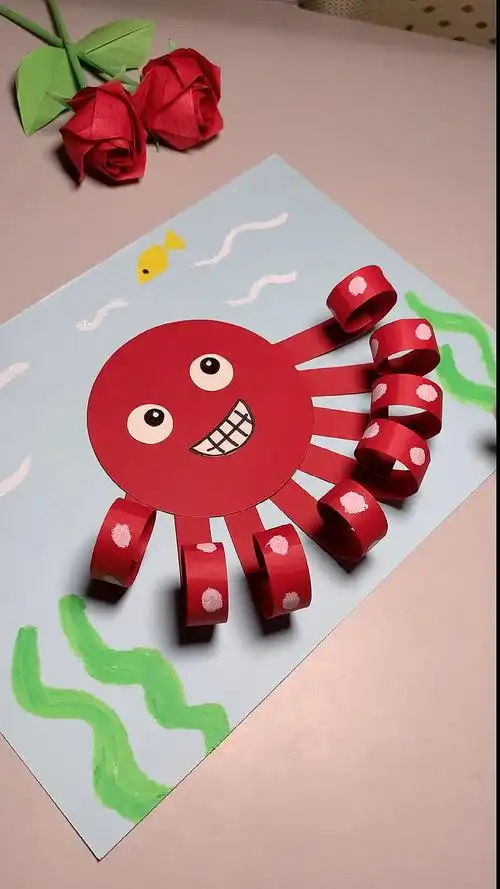 幼儿园手工#简单可爱的八爪鱼