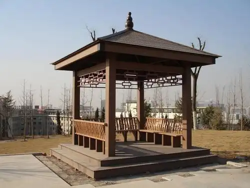 安徽红树林木塑厂家 木塑四角亭 学校绿化凉亭 纳凉景观亭