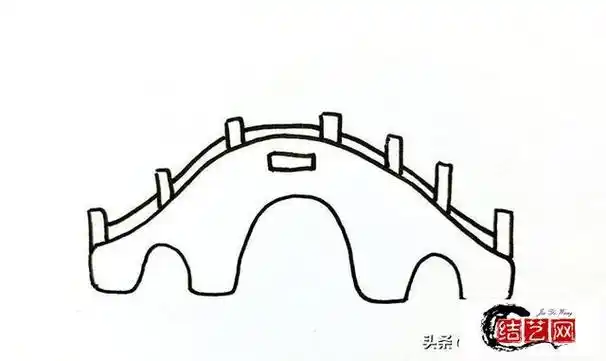 中国古桥简笔画简单又加色
