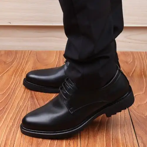 婚鞋商务正装皮鞋男皮鞋英伦尖头内增高皮鞋男士男舒适透气经典款