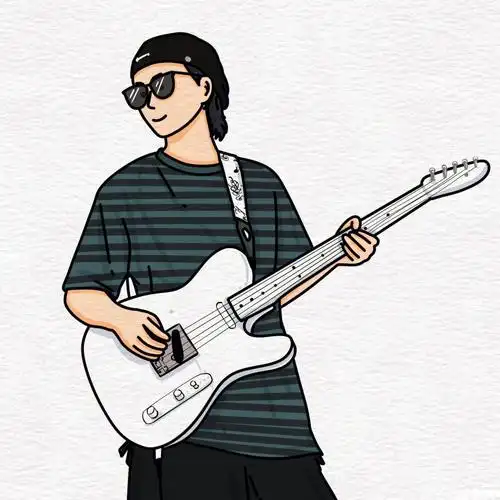 约稿手绘头像男女定制ins风超摇滚吉他头像