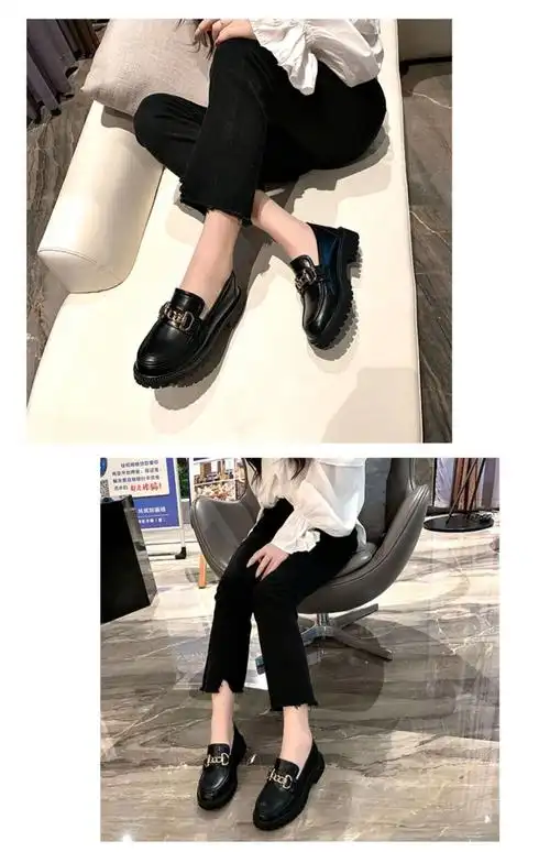 女生皮鞋2022春秋真软皮乐福鞋金属马衔扣女鞋圆头复古英伦风小皮鞋