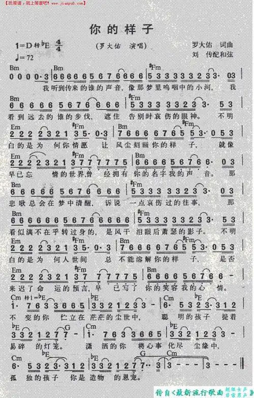 你的样子简谱