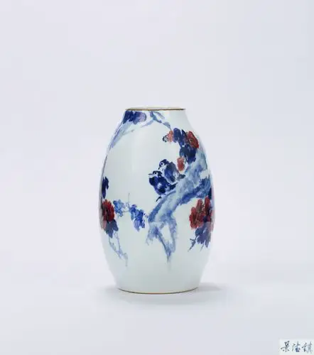 当代 雅韵天然图青花釉里红瓶