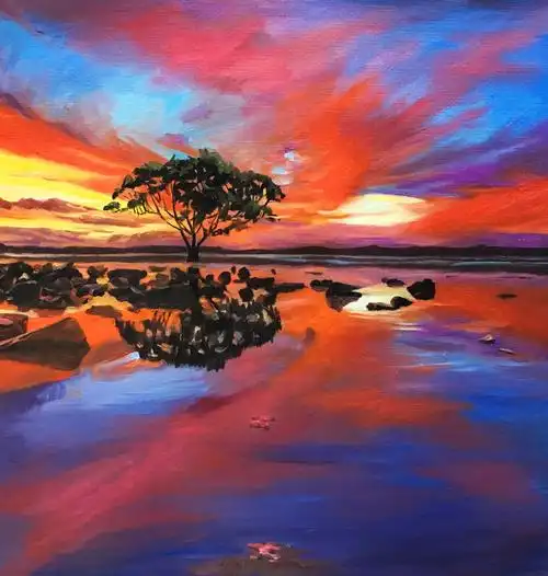 于斌《日落景观》 布面油画