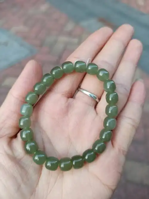 和田玉深晴水老型珠手串