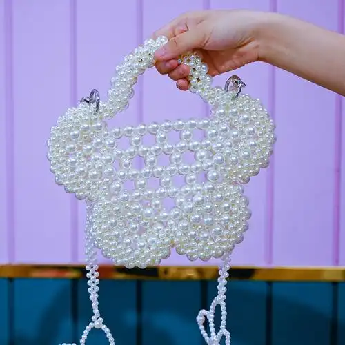 手工diy材料包五瓣花朵少女珍珠包包编织制作单肩手提串珠斜挎包