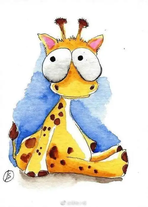 动物水彩插画,小动物大眼萌