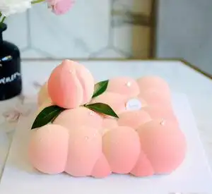 新款立体寿桃祝寿生日快乐蛋糕装饰桃子 翻糖巧克力硅胶烘焙模具