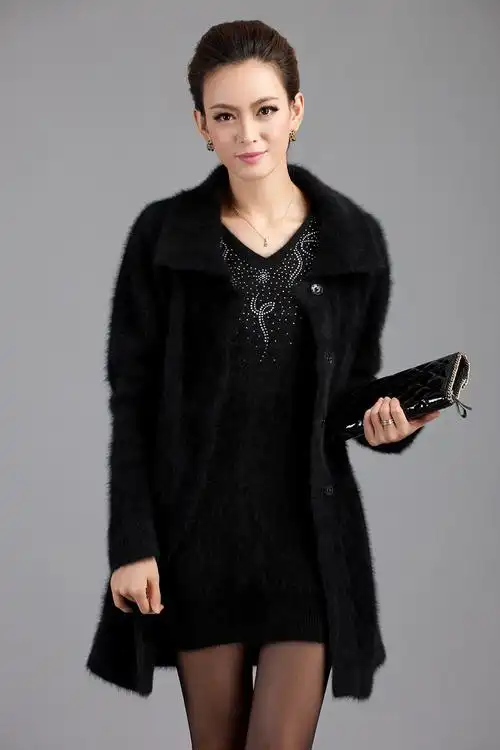 清仓超值款貂绒大衣外套女中长款外搭开衫加厚长袖韩版春秋宽松