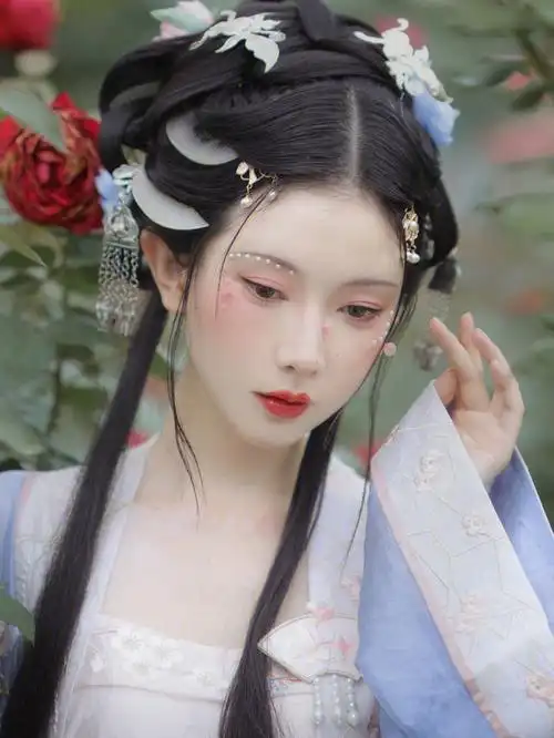 宋制创意妆造清冷汉服妆造桃花妆
