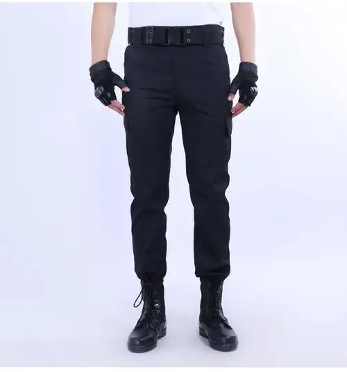 夏季保安作训裤薄款男女酒店物业短袖保安服裤子保安长裤夏裤黑色