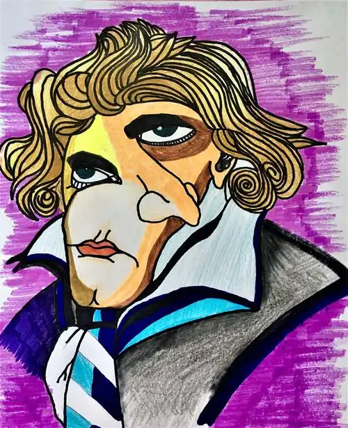 "跟随大师来作画"初一年级立体主义"多面肖像画"学生作品展