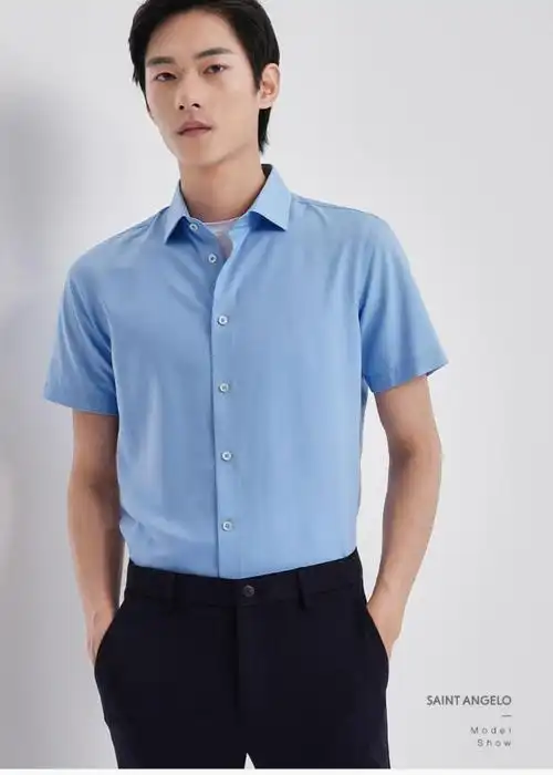 商场同款报喜鸟衬衫男装夏季新款商务休闲桑蚕丝男士短袖衬衫透气柔顺