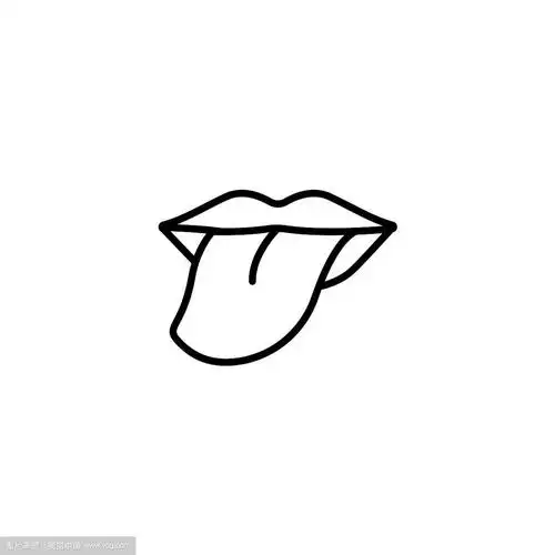 网页线图标舌黑色的白色背景