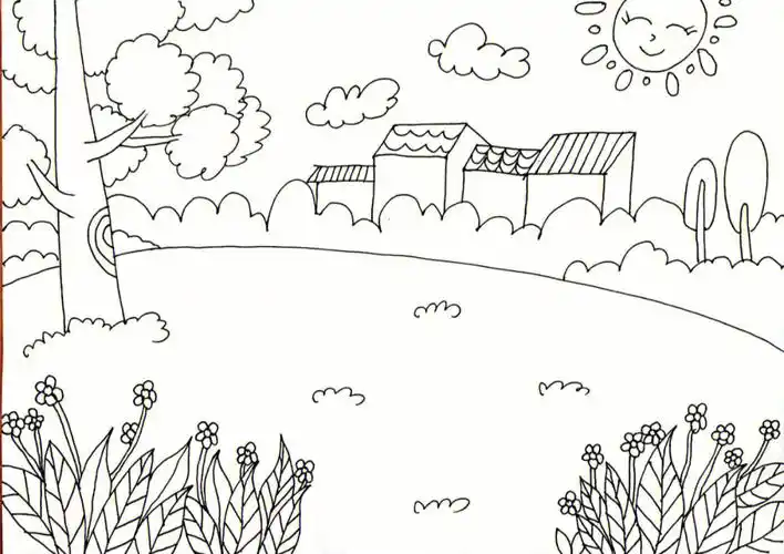 线描  #简笔画临摹  #控笔练习  #风景素材  #绘画素材  #学前教育